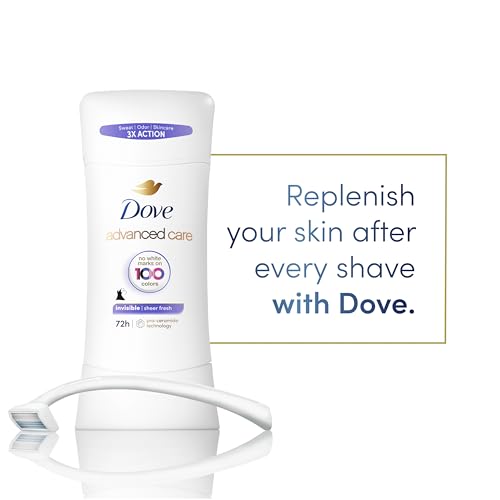 Image of Dove Advanced Care Antiperspirant Deodorant Stick Sheer Fresh for Soft, Resilient Skin, with No White Marks & 72-Hour Sweat & Odor Protection, 2.6 oz (Pack of 2)