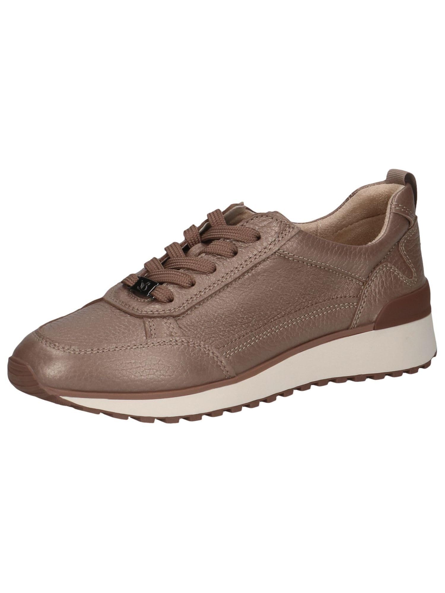 CAPRICE Women's Low-top Leather Sneakers with Laces, Metallic (Titan Deer), 7.5 UK