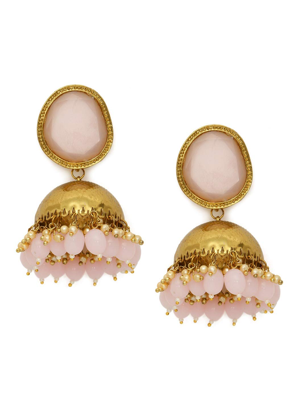 ZAVERI PEARLS Yellow Gold Jhumki Earrings for Women (Golden) (ZPFK9868)