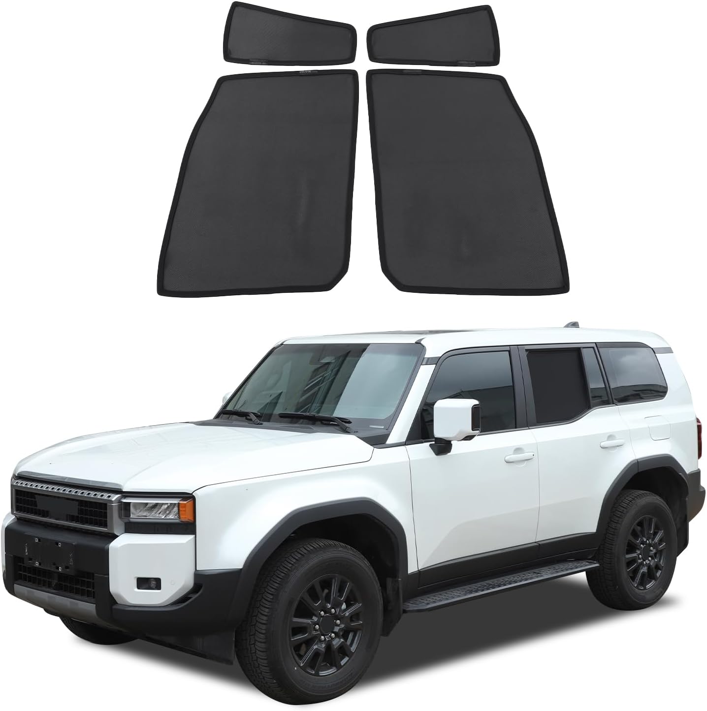 Car Rear Side Window Shades Fit for Toyota Land Cruiser 250 Prado J250 LC250 2024 2025, Back Window Screens Mesh Sun Shade Glare Shield and UV Rays Protection and Keeps Vehicle Cool, 4PCS