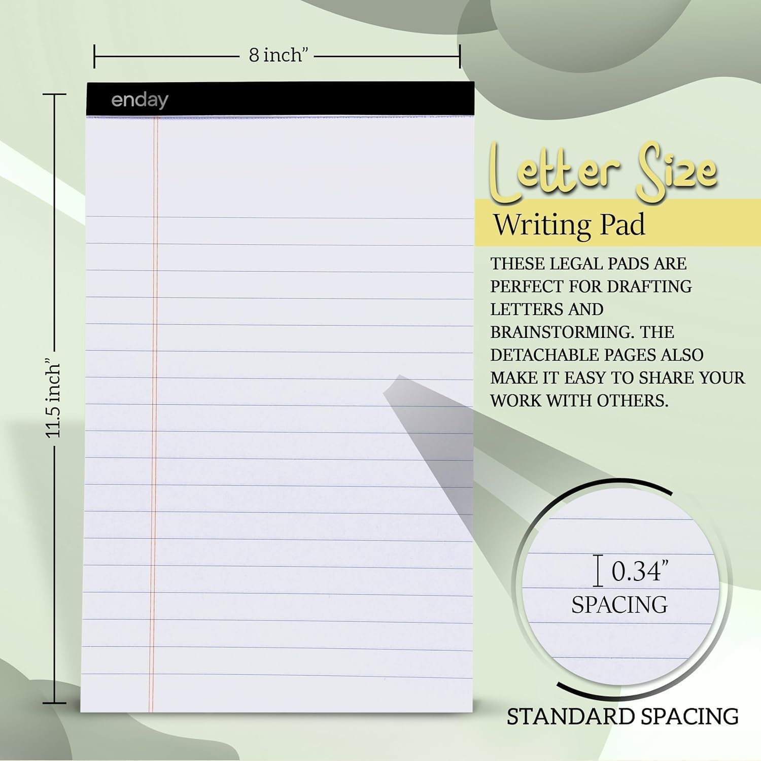 Confezione da 24 blocchi per appunti da 21 x 28 cm, 50 fogli per blocco note, 1200 fogli con pagine perforate, blocco legale per lavoro e prendere appunti. Enday