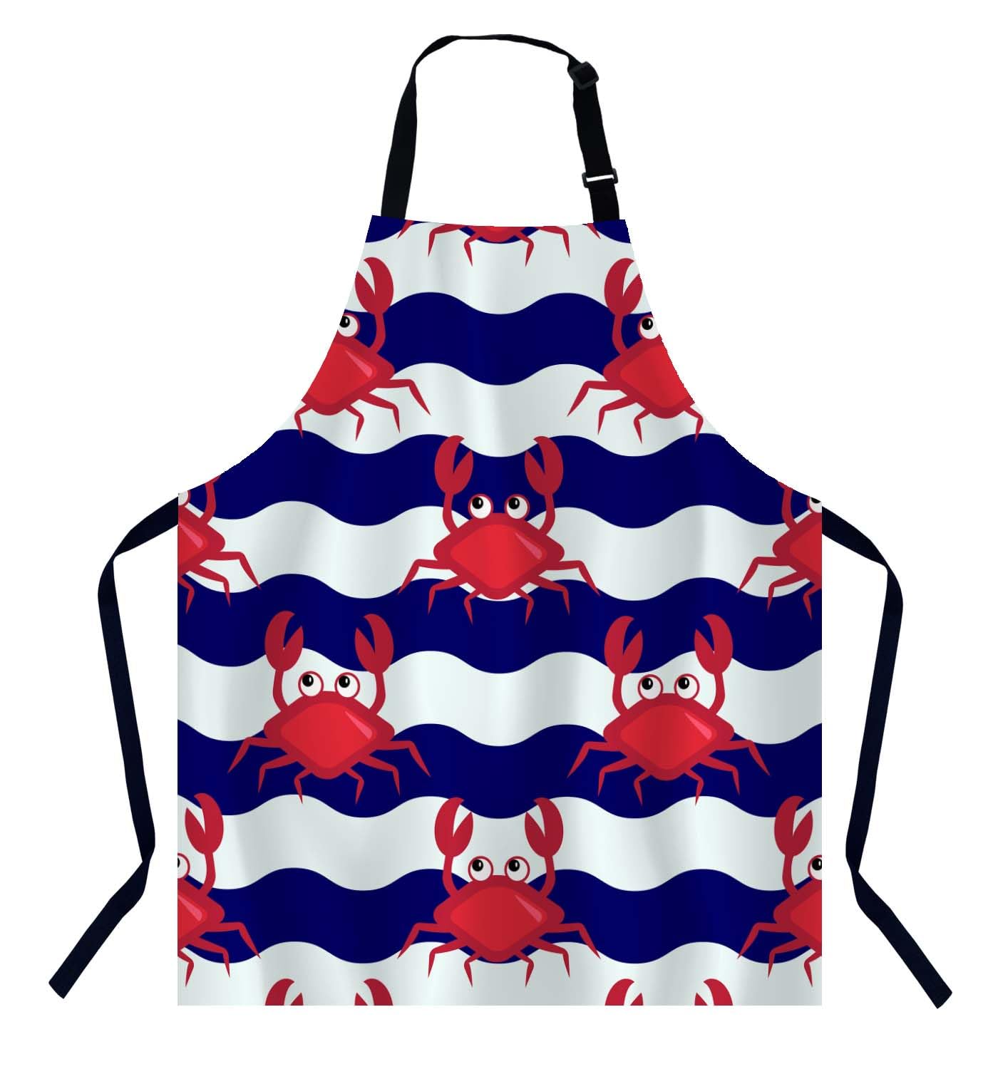 Bgbdeia Men's Cute Crabs Apron Adjustable Neck Bib Apron For Wo,Suitable For Kitchen Cooking Waitress Chef Apron