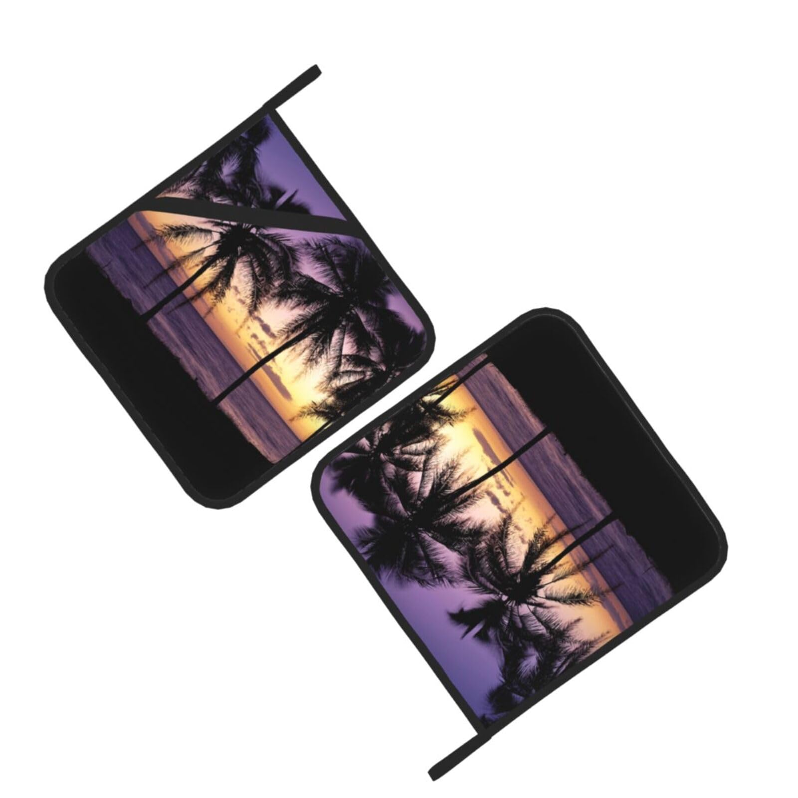Sunset Beach Palm Tree Printed Oven Pot Holders Set of 2 Pcs Heat Resistant Kitchen Microwave Potholders for Cooking Baking Grilling