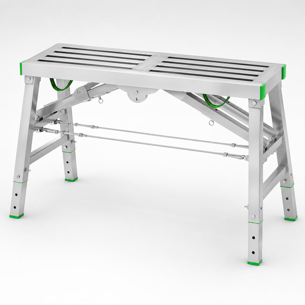 Plataforma de trabajo plegable resistente, capacidad de 400 kg, taburete de escalera ajustable de 2 pies y banco de trabajo portátil