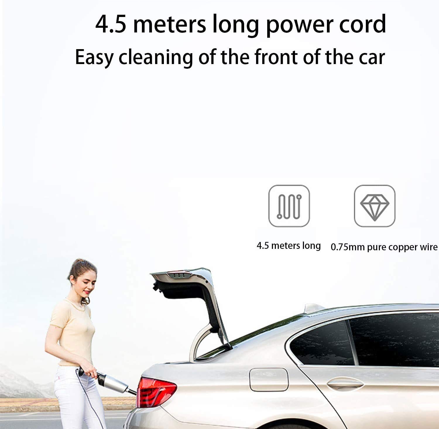 Vacío de automóviles, Aspirador portátil de la aspiradora de automóviles de Alta Potencia 120W / 5000PA para el automóvil Interior Limpieza con Mojado o seco para Hombres/Mujeres, inalámbrico,