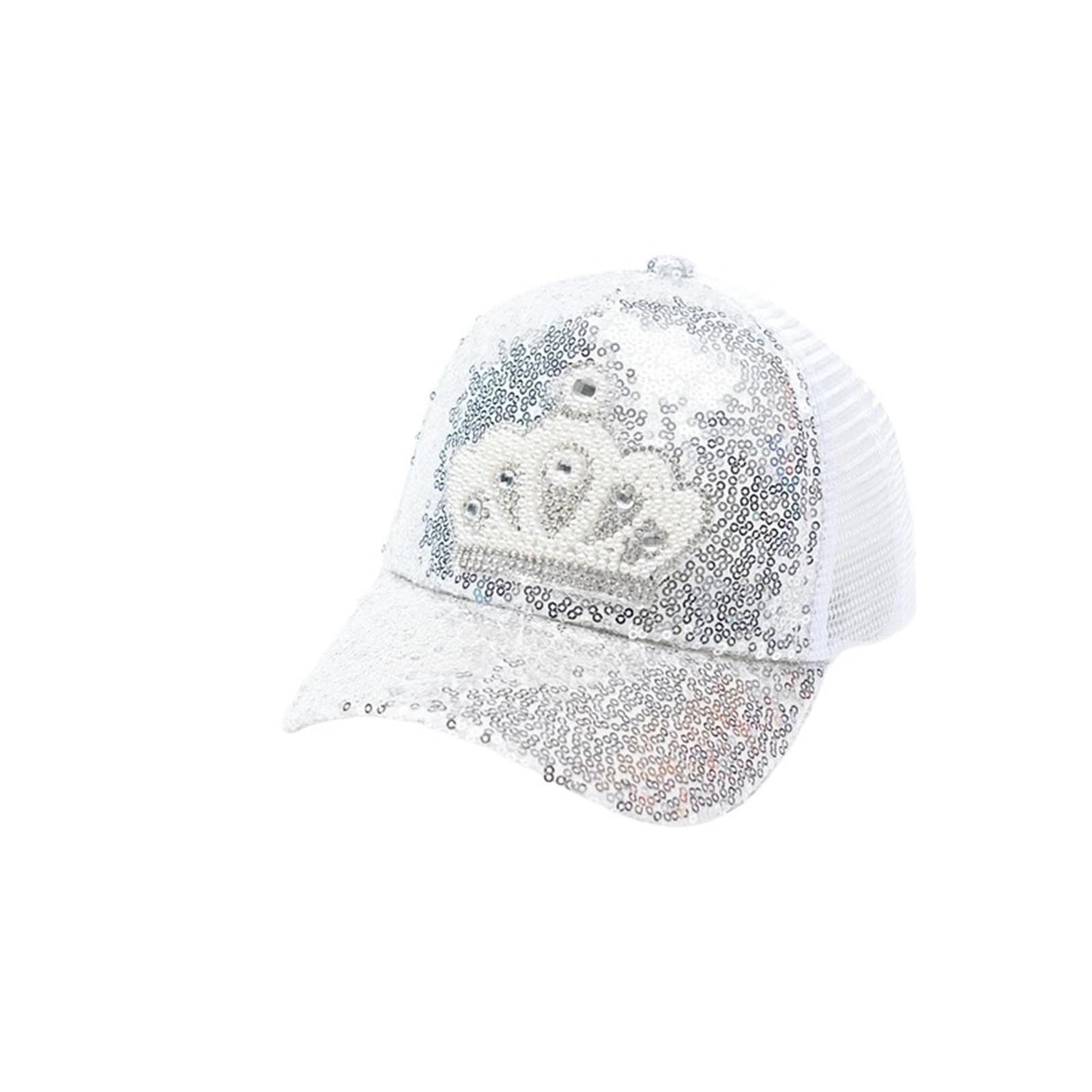 MRKU Cappello Estivo da Sole con Paillettes, Berretto da Baseball per Bambini, Sottile, Traspirante, in Rete, Stile Hip Hop, Regolabile, per Ragazze e Ragazzi.