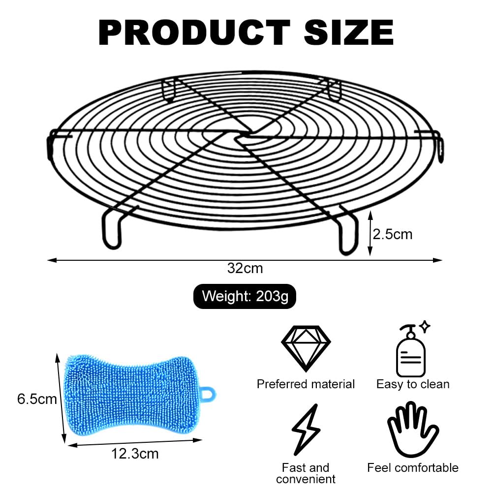 Grille de refroidissement en acier inoxydable 32 cm ronde Lot de 2 pour gâteaux biscuits tarte