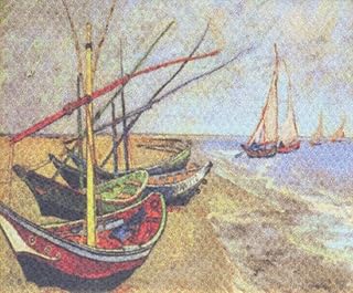Melody Jane Dolls Houses House Miniature Van Gogh Fishing Boats Picture Painting Canvas