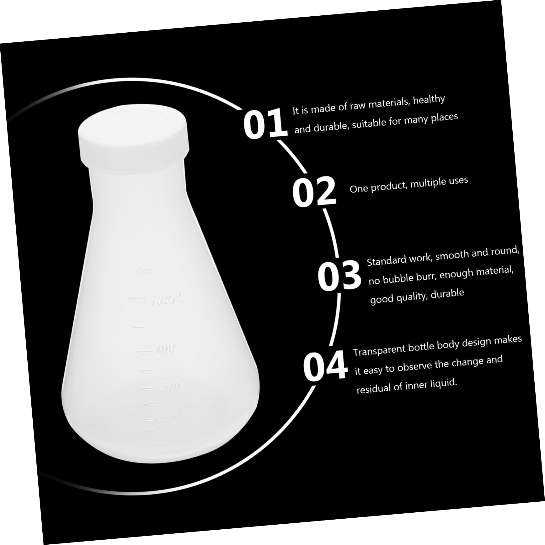 BESTonZON Erlenmeyerkolben Laborflasche Kunststoff 3 Stück 250ml mit Klarer Graduierung Leicht und Tragbar für Schüler Studenten und Experimente in Schule und Labor