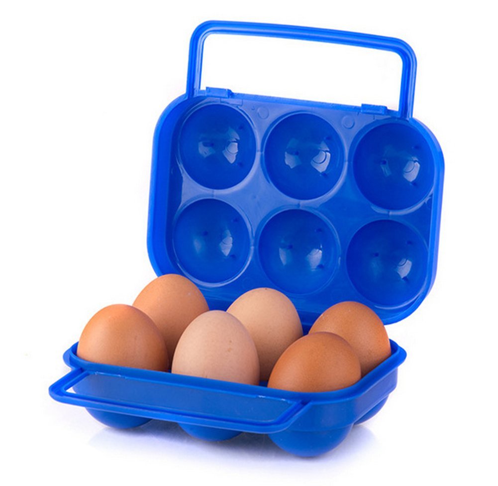 lansue Portable Egg Holder Egg Carriers Egg Storage Box Container Hiking Outdoor Camping (6 Grids)