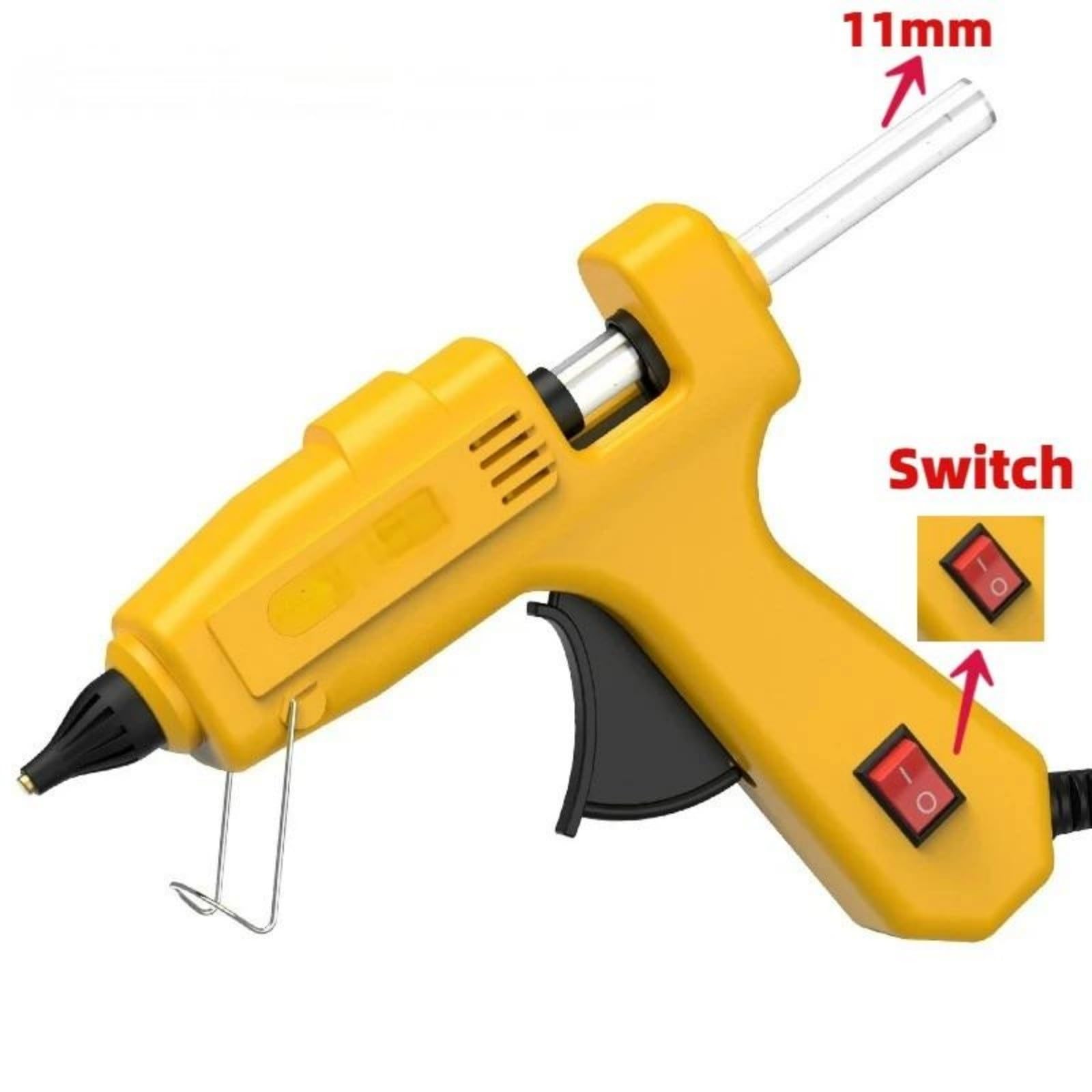 Pistola Silicona Caliente, Pistola de Pegamento termofusible Profesional de 200W, Boquilla de Cobre con Temperatura Ajustable, Barras de Pegamento de 11 mm para Reparaciones(B)