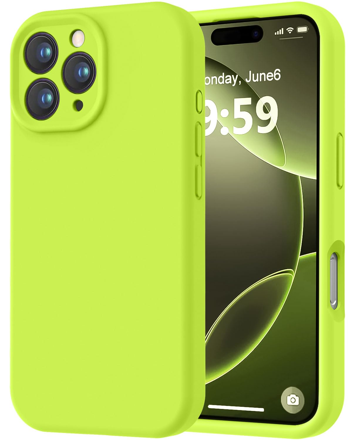 Photo 1 of LOVE 3000 Designed for iPhone 16 Pro Max Case, Premium Silicone with [Soft Anti-Scratch Microfiber Lining] Shockproof Protective Phone Case for Men Women Girls 6.9", Fluorescent Green