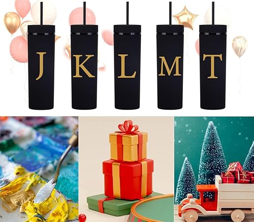 Miniatura 7 de Vaso delgado personalizado de la letra B, vasos delgados de 16 onzas con inicial mate con tapas y popotes. Vasos delgados personalizados, regalos de