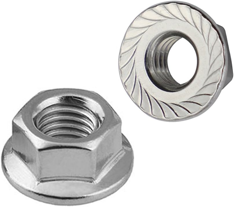5/16-18 Serrated Flange Hex Lock Nuts, Stainless Steel 18-8 (304), Bright Finish, 25 PCS