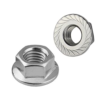 1/2-13 Serrated Flange Hex Lock Nuts, Stainless Steel 18-8 304, Bright Finish, 10 PCS