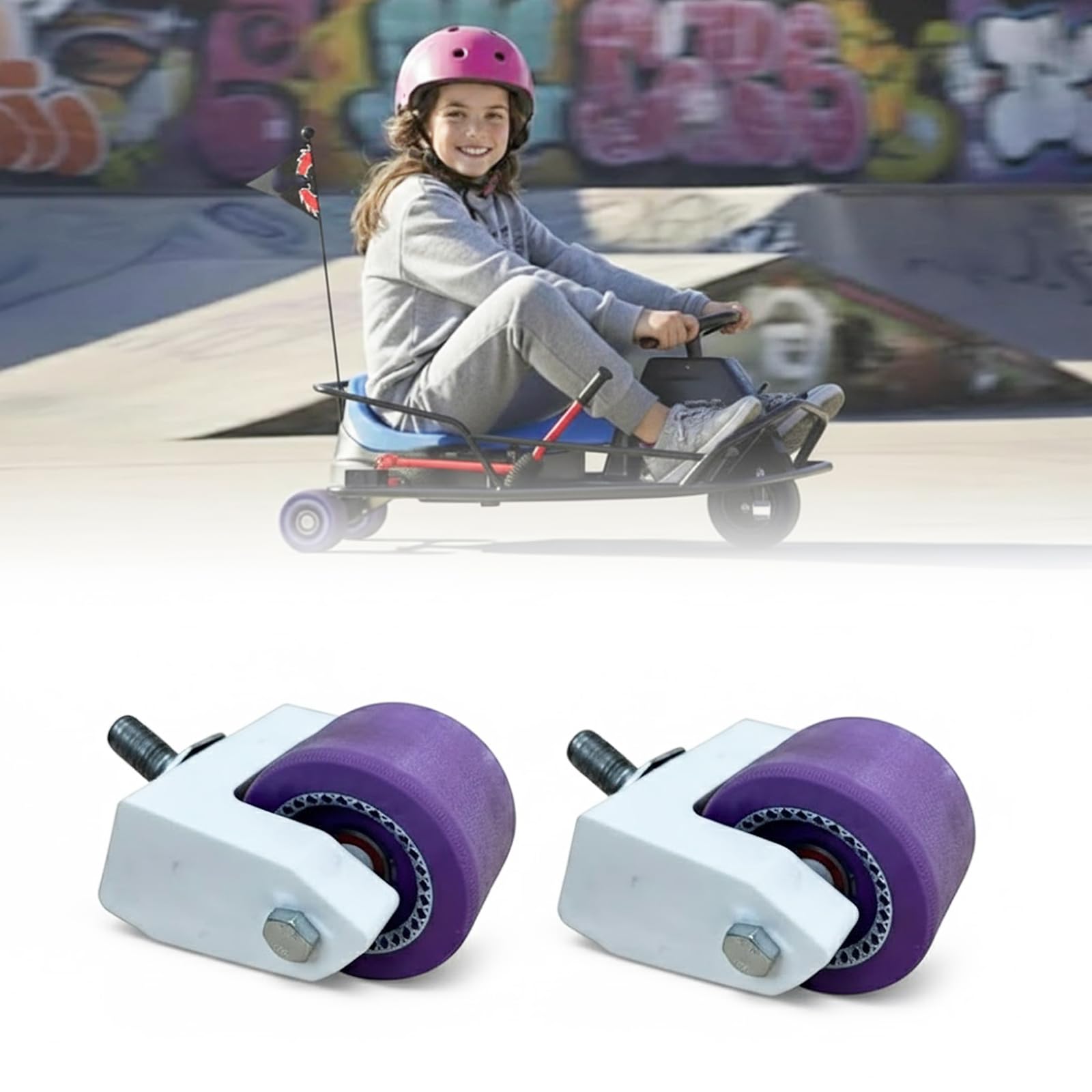 2 Pcs Caster Wheels for Crazy Cart XL, Durable Replacement Wheels, Smooth Rolling, Easy Installation