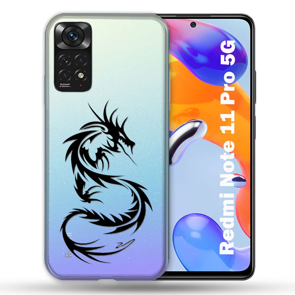 Carcasa Redmi Note 11 Dragón Negro: Estilo Elegante Transparente 4