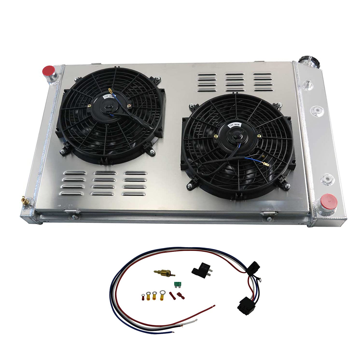 ENGINKUHLER 4-Row 62mm Core Radiator Comptible with 1973-1991 Chevy C/K C10 C20 C30 K10 Truck 5.7L 7.4L V8, Pickup K5 Blazer GMC w/Shroud Fans Relay kit