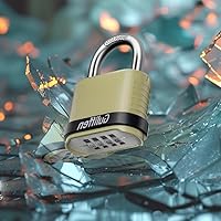 Vista 6 de Candado de combinación para exteriores, resistente a la intemperie, 4 candados de combinación reiniciables para casillero, cobertizo, garaje