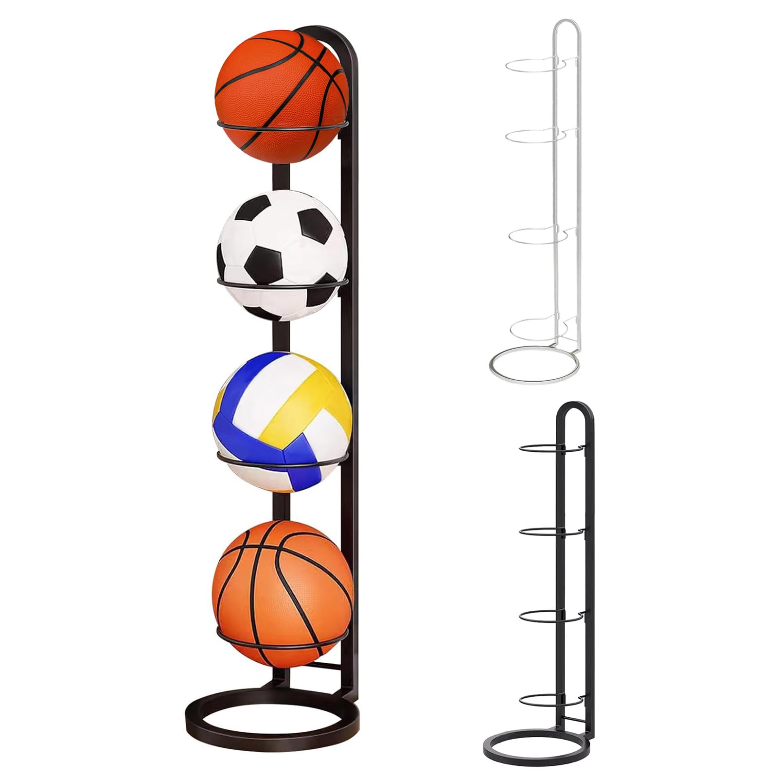 KAHDGSS Multipurpose Sport Equipment Holder 4 Layer Metal Cube Stand For Home And Gym Basketball Football Vertical Display Rack
