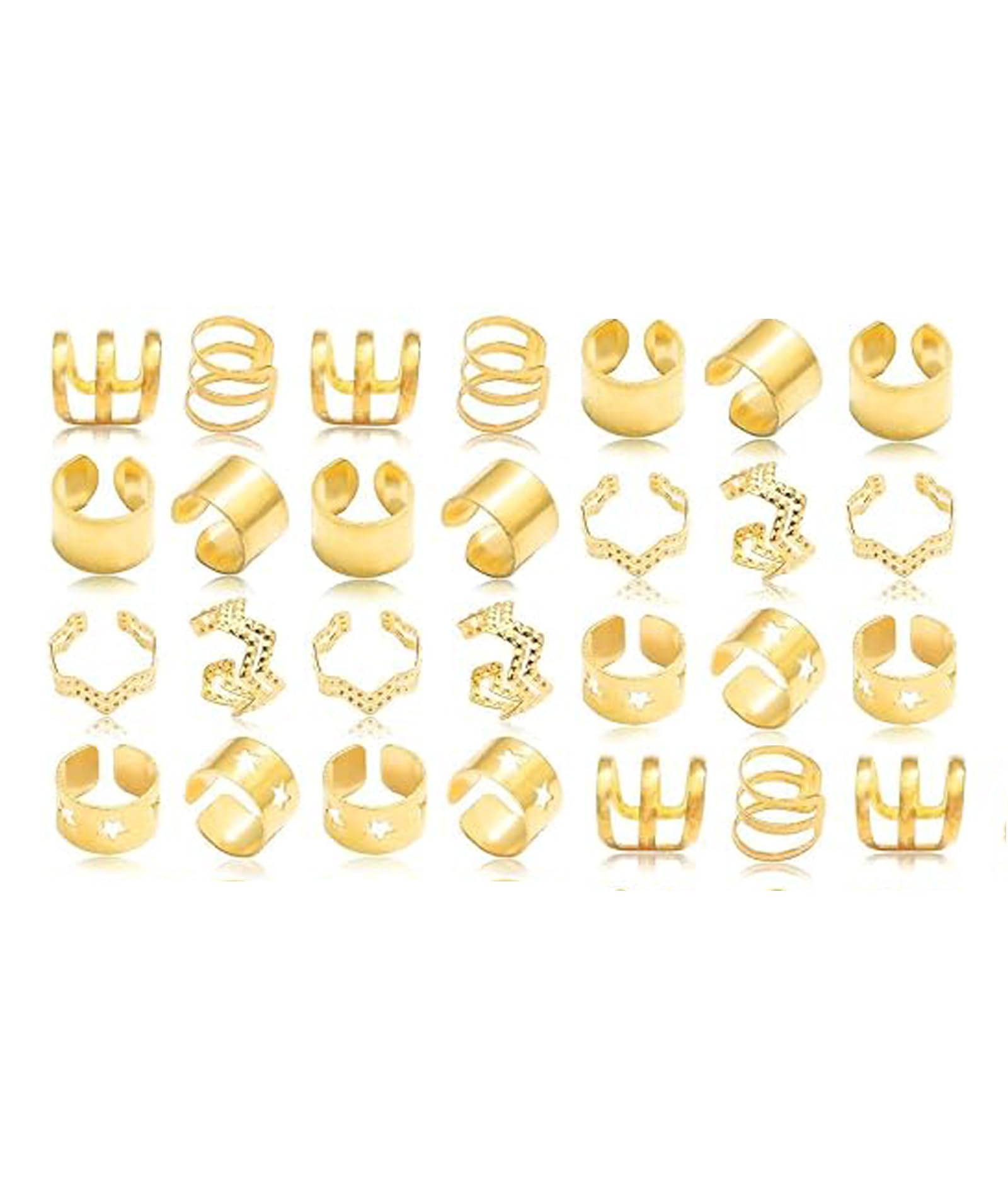 Gold Hair Beads, 32 Pcs Gold Hair Cuffs for Braids, Adjustable Gold Pirate Jewellery, Hair Jewel Accessories for Everyday Wear and Outdoor Activities-image-45