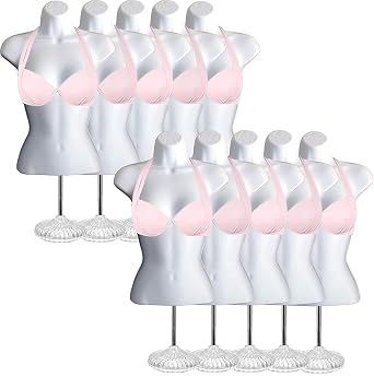 White Female Hollow Back Mannequin Torso Set w/ Acrylic Stand with Metal Pole, S-M Sizes 10