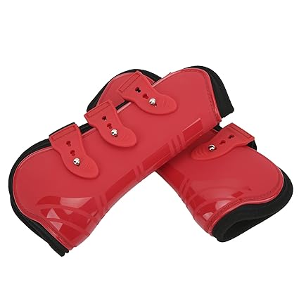 Horse Front Tendon Boots, Comfortable Horse Front Leg Protector Quick Release Breathable for Racing for Training(Red Front Legs, M)