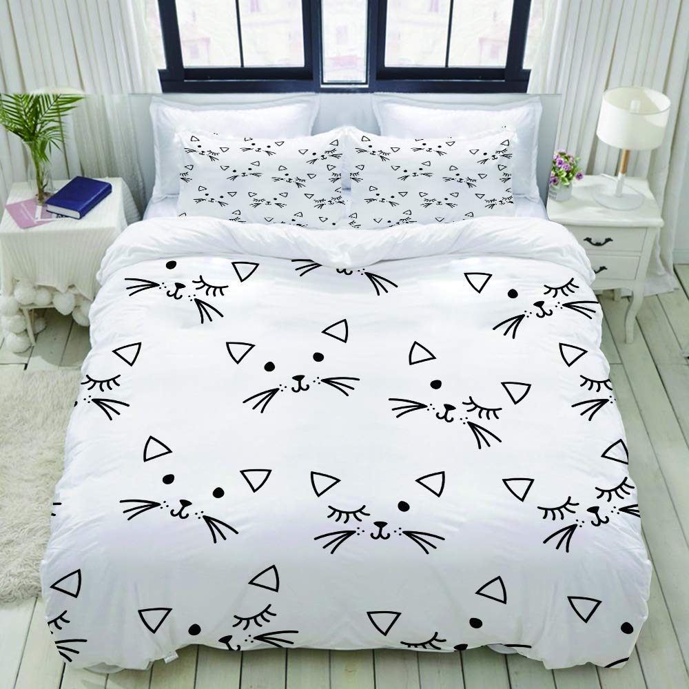 Amazon Xingaka ベージュ布団カバー シングル 3点セット 猫頭動物のシームレスパターン ベッド用 掛け布団 枕 カバー 洋式 和式兼用 シングル 210 X 210cm 寝具カバーセット オンライン通販