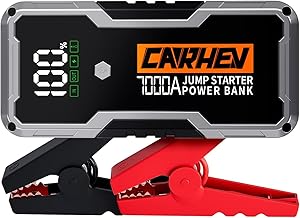 Car Jump Starter 7000A, 12V Portable Car Battery Jump Starter Compatible with Petrol and Diesel Engines up to 10 Litres, Jump Starter with LED Flashlight and Battery Clips Cars