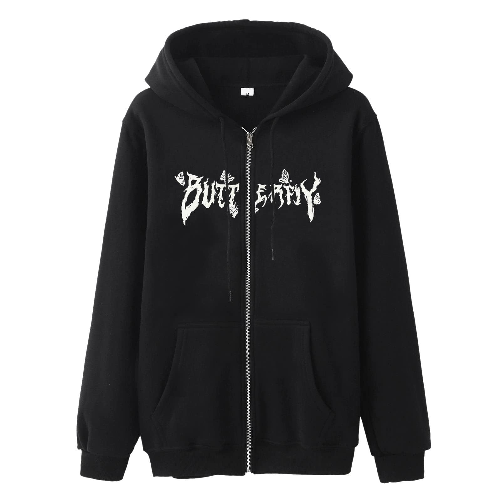ZKXYFFS Women's Zip Up Hoodies Teen Girls Oversized Graphic Printed Sweatshirt Y2K Clothing Cute Casual Jacket with Pockets E/Black