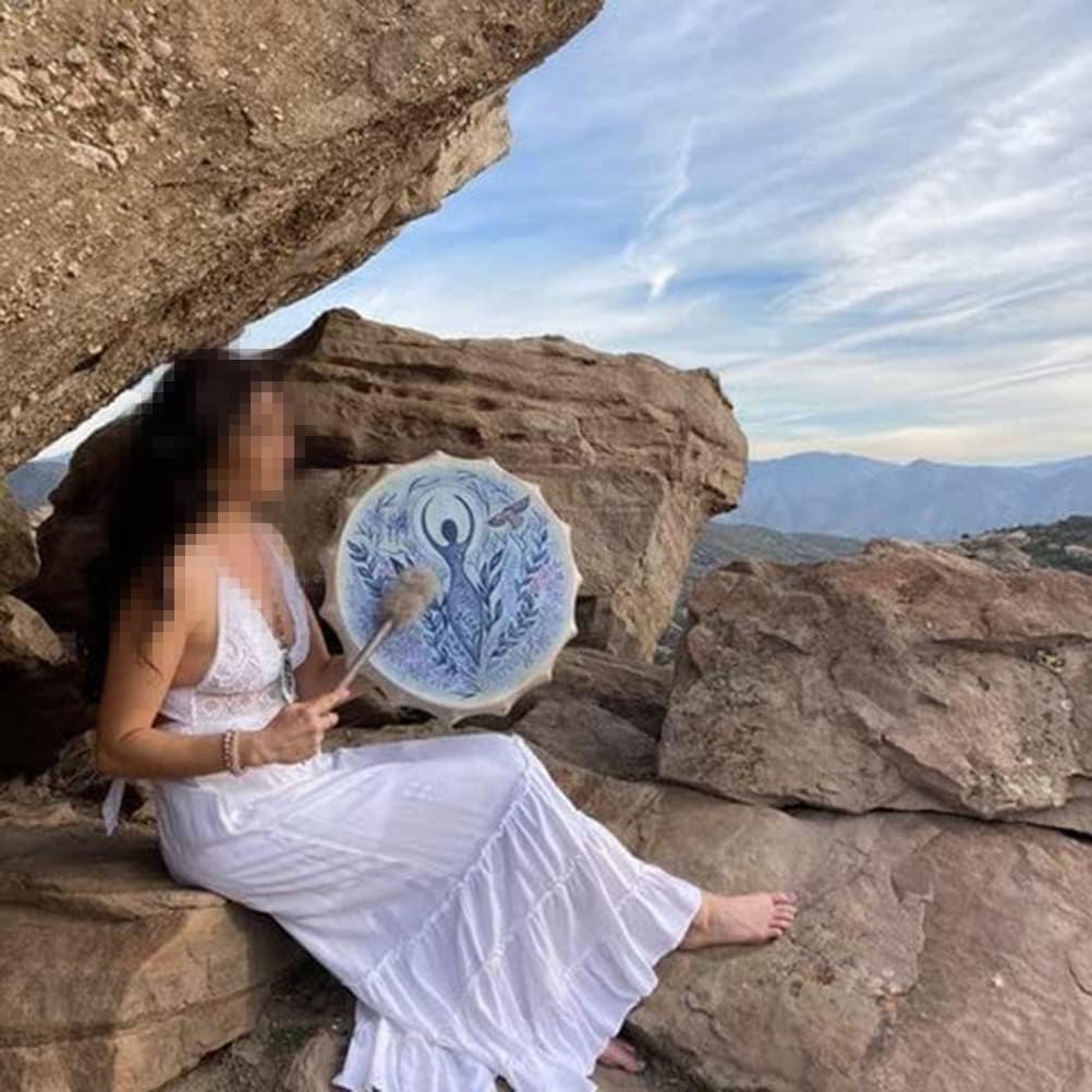 Shaman Drum Spirit Music Shamanic Drum with Rope Handles and Mallets, Multipurpose for Healing and Sound Healing (2)