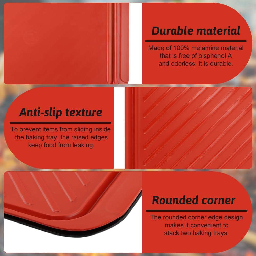 2PCS Grilling Prep and Serve Trays,BBQ Platter for Ra-w Meat Marinating and Finished Cooked Food,Melamine Serving Trays for Marinating, Serving & Chopping,for Outdoor Party