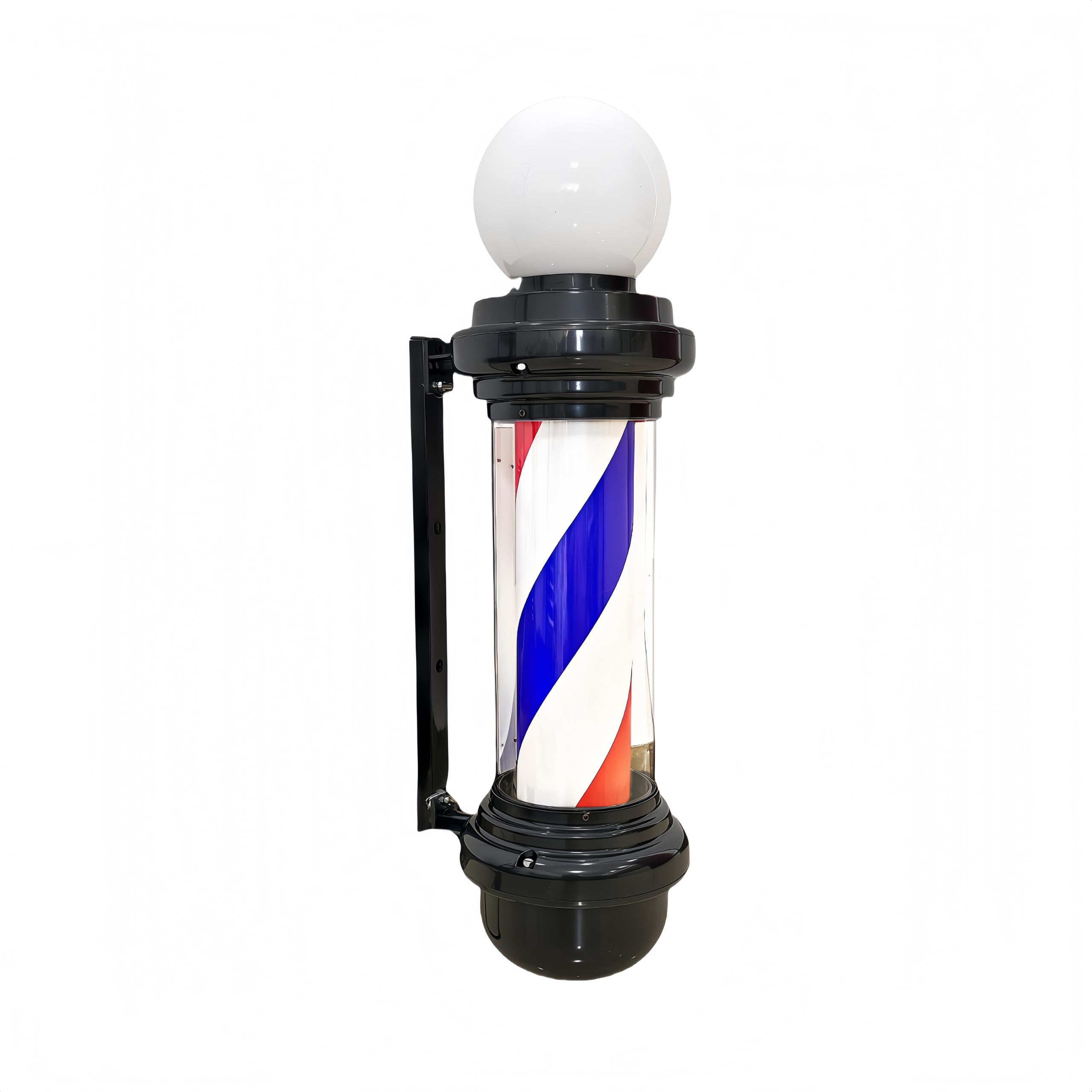 Concise Home Barber Pole Light, Red, Blue and White LED Barber Shop Revolving Light Fixtures, Classic Vintage Style Beauty Salon Logo, Waterproof Outdoor Hair Salon Lights 68CM