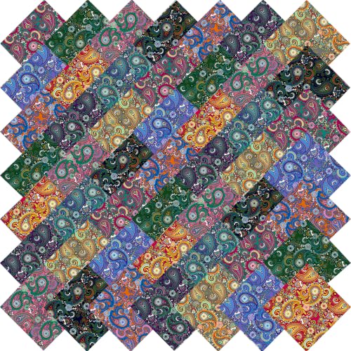 Image of 4 inch 200pcs Cotton Fabric Squares for Sewing Quilting Supplies- Retro Paisley | Good quality wonderful colors beautiful patterns soft and sturdy 100% cotton fabric squares perfect for quilting projects