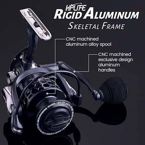 Miniatura 3 de Carrete de pesca, carretes giratorios de agua salada con carrete de grafito de repuesto, marco de aluminio ligero 14+1 BB ultra suave, potente 39.5