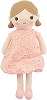 Linzy Toys Emily 15" Soft Plush Rag Doll for Girls - Pink Floral Dress, Embroidered Face, Safe Handmade Companion (89835)
