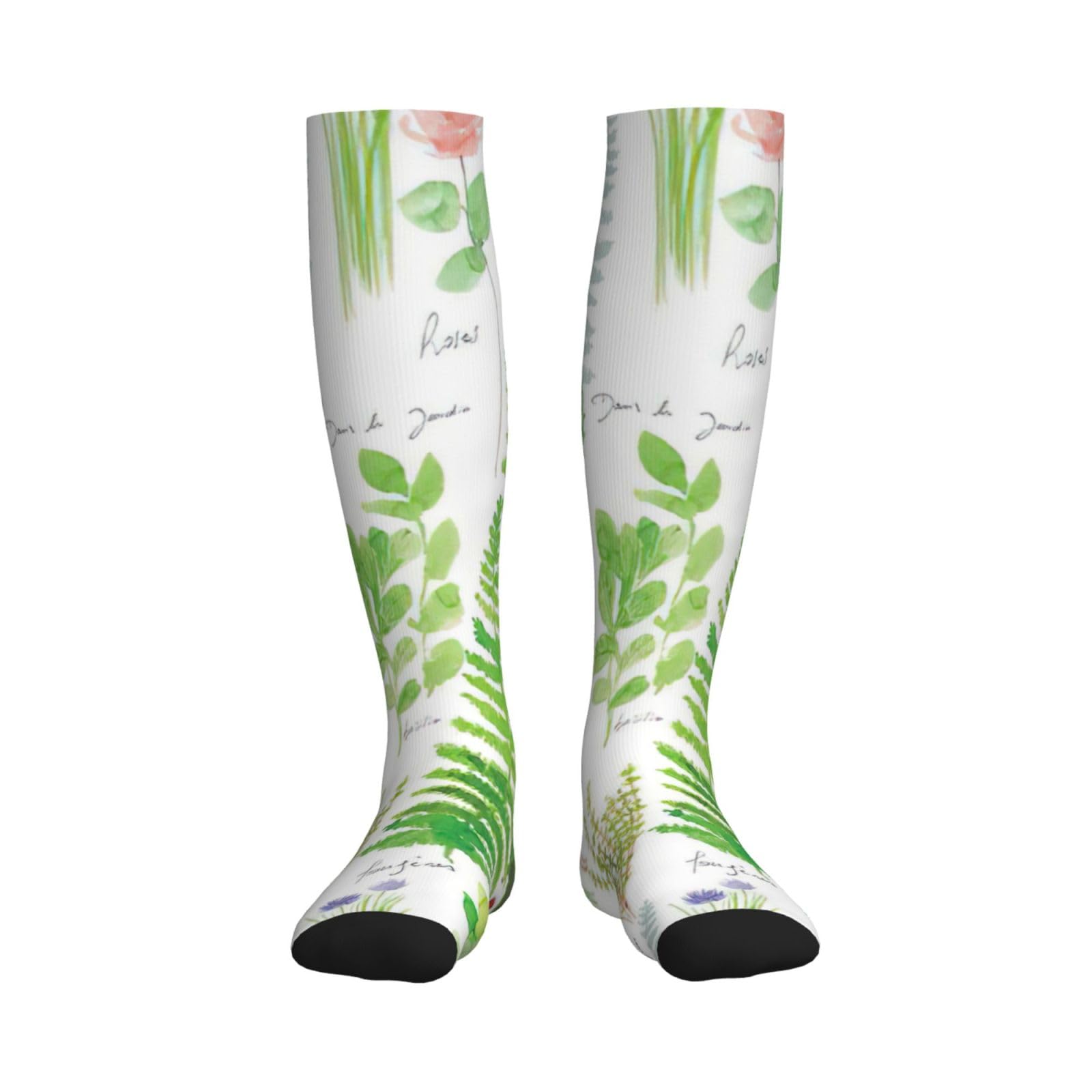 Springtime Herb Garden Print Compression Socks for Women and Men,15-20 mmHg is Best Support for Athletic sports