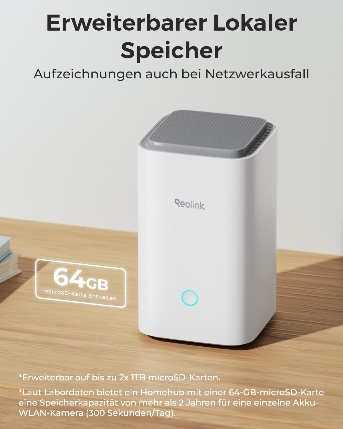 Reolink Home Hub mit 64GB microSD-Karte + 2X E1 Zoom, 4K PTZ WLAN Überwachungskamera Innen, 2,4/5 GHz Wi-Fi 6, Babyphone mit Kamera, 3X Optischer Zoom, Auto-Tracking, Mensch/Haustier/Schreierkennung