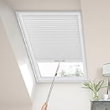 Blackout Skylight Window Blinds, Skylight Shades Cordless Cellular Shades Room Darkening Honeycomb Blinds for Roof Inclined Plane Room Windows - Custom Size (White)