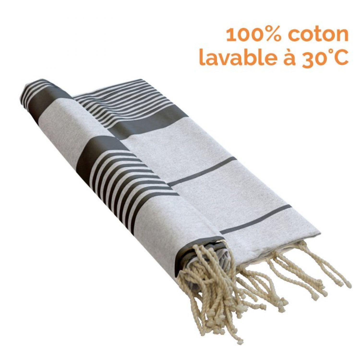 Véritable Fouta Tunisienne 1m X 2m Tissage à Plat 100% Coton 380g