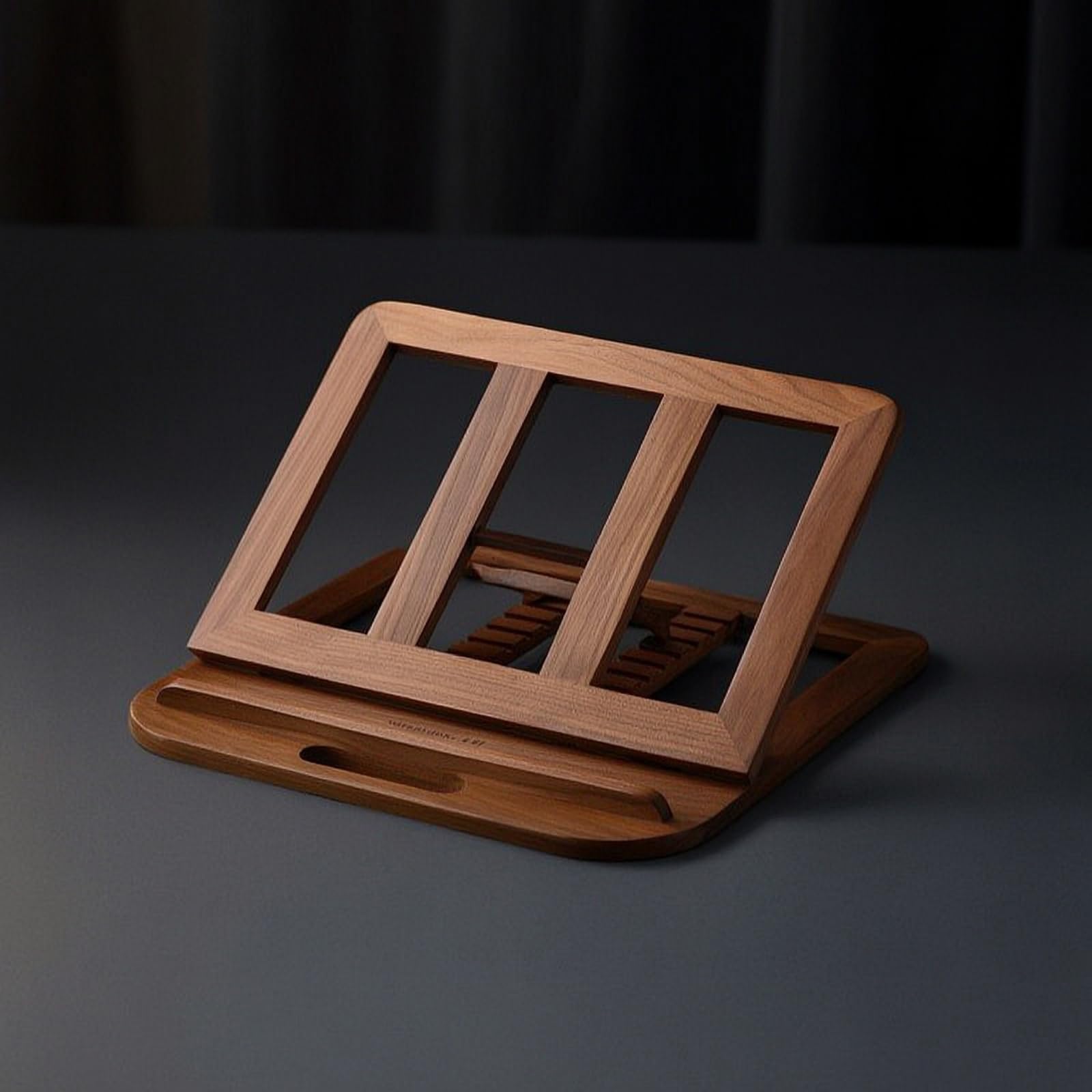 Soporte Portátil para Portátil Elevador Base Atril Soporte Ajustable de Madera de Pino con Ángulos Regulables y Bandeja Asa Ranurada Adecuado para, Soporte De Nogal 28x28x1.8cm