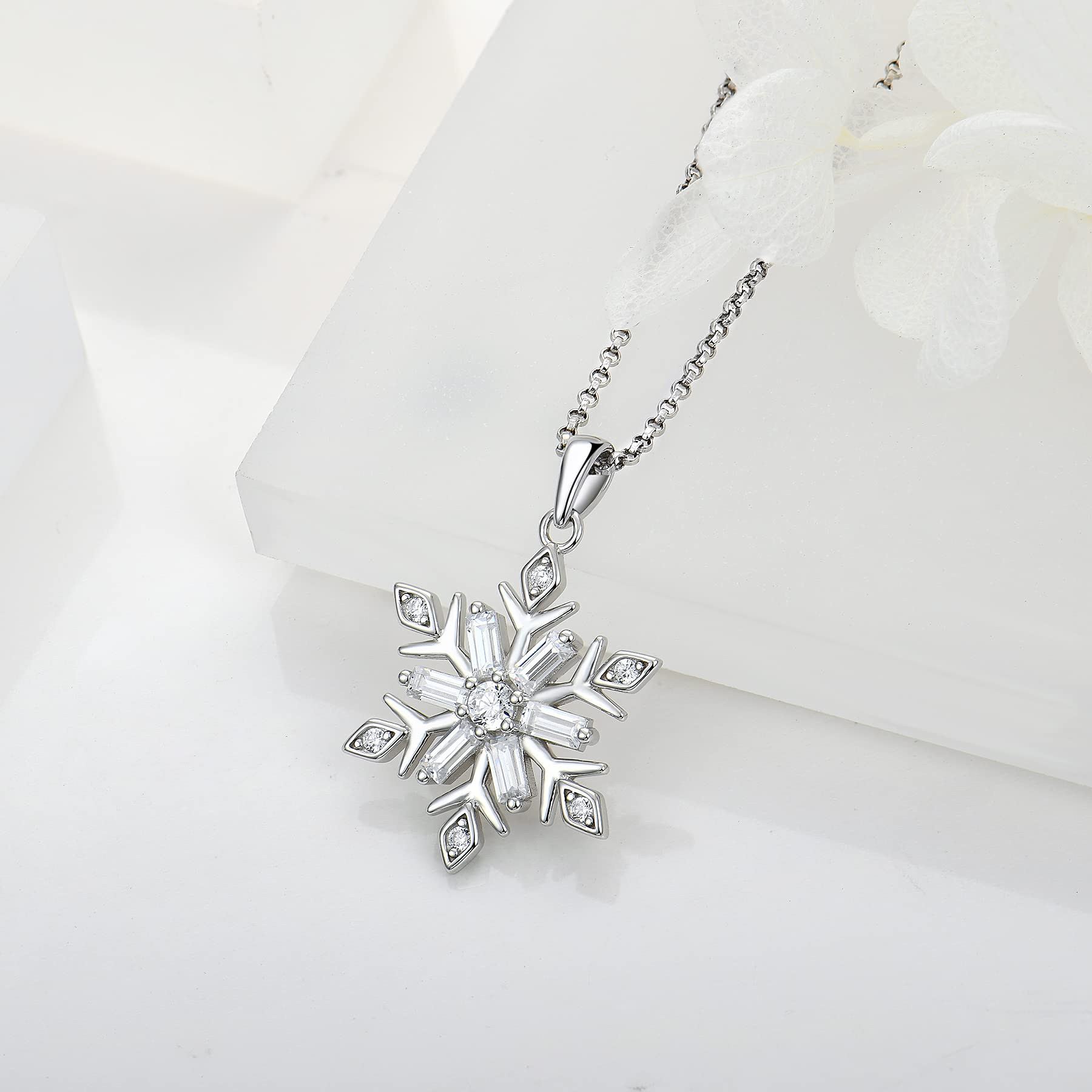 JO WISDOM Collar Colgante Copo de nieve Plata de ley 925 Cristales Swarovski Mujer Joyería