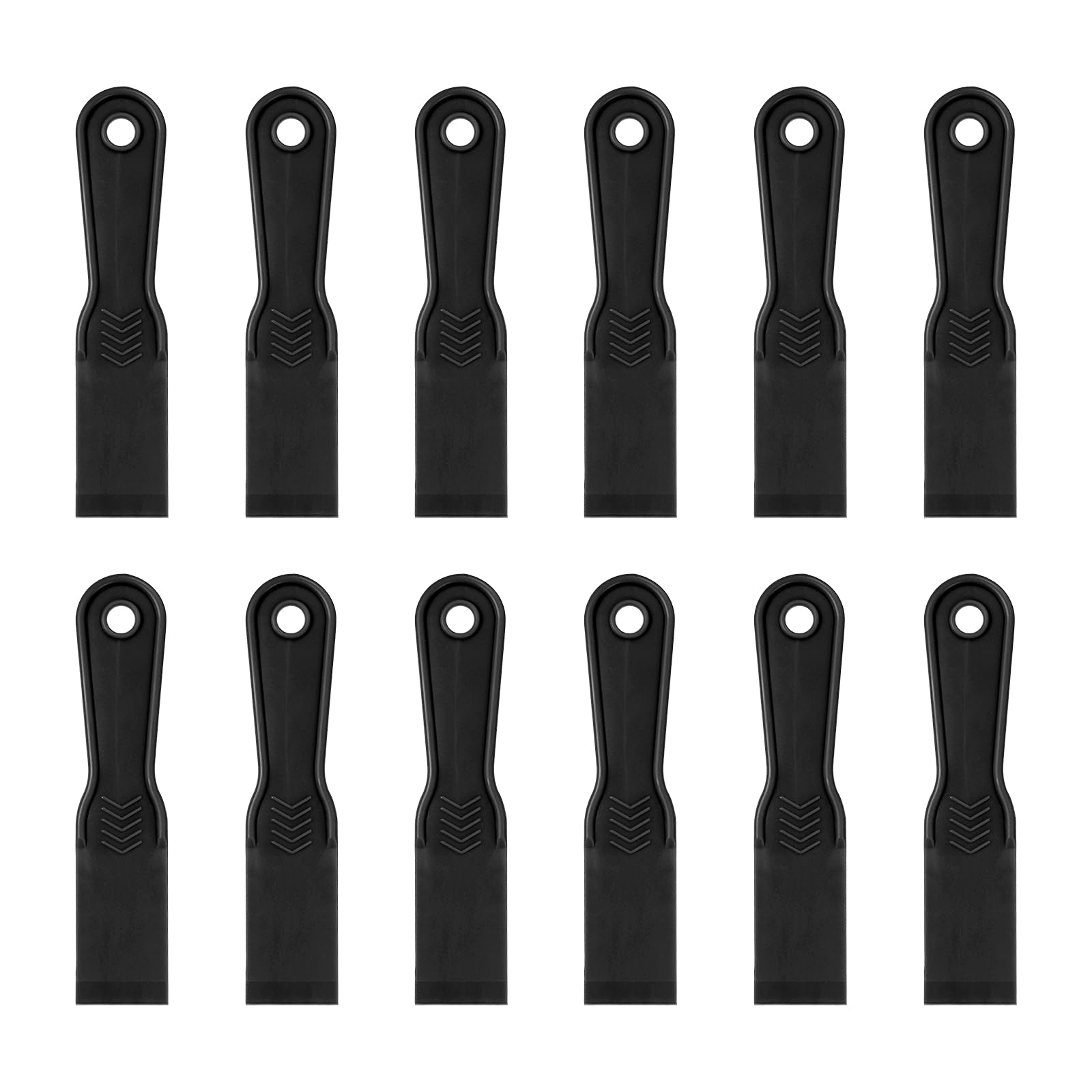 sourcing map 12pcs Putty Scraper 1.5" Plastic Flexible Putty Knives Disposable Paint Spreader Cleaner Tool for Spackling, Patching Painting Repairing, Black