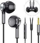 Casques filaires avec Microphone, 3.5mm Ecouteurs filaires HiFi Casques d'écoute stéréo dans l'oreille avec contrôle de volume intégré Mic pour iPhone 6, 6S, Android, iPad, MP3, Samsung, la plupart 3.5mm Appareils audio