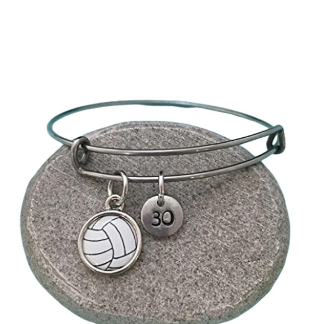 Volleyball bangle, volleyball charm bracelet, expandable