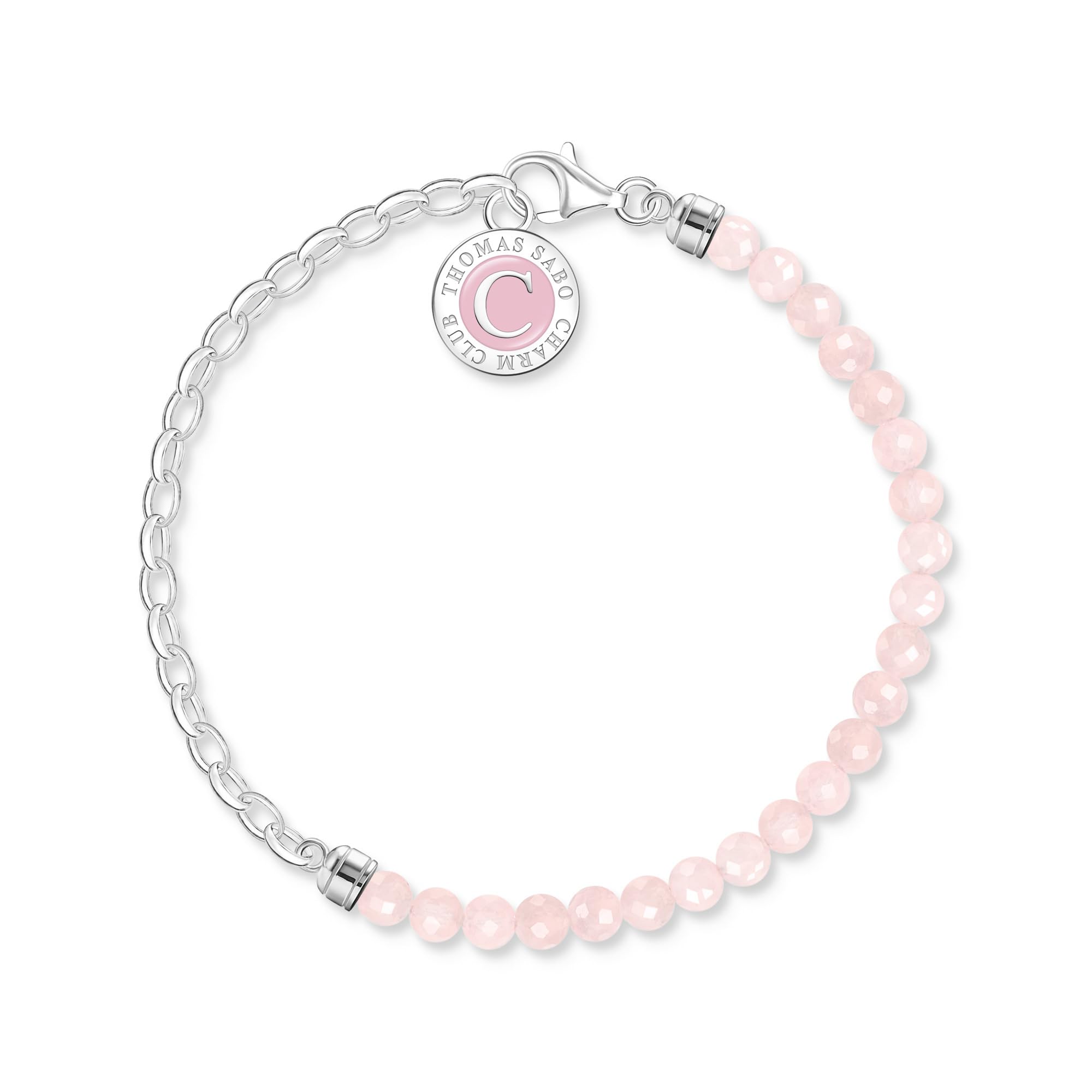 Thomas Sabo Charm Club Charmista Unisex Kids Pink/Silver Charmista Cold Enamel Rose Quartz Bracelet A2130-067-9 – - Size 13 Cm - Sterling / Cold Enamel / Rose Quartz