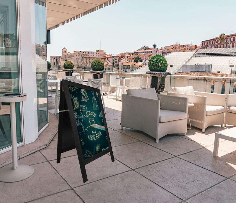 Chevalet stop trottoir avec cadre bois couleur noir dimensions 127 x 75 cm