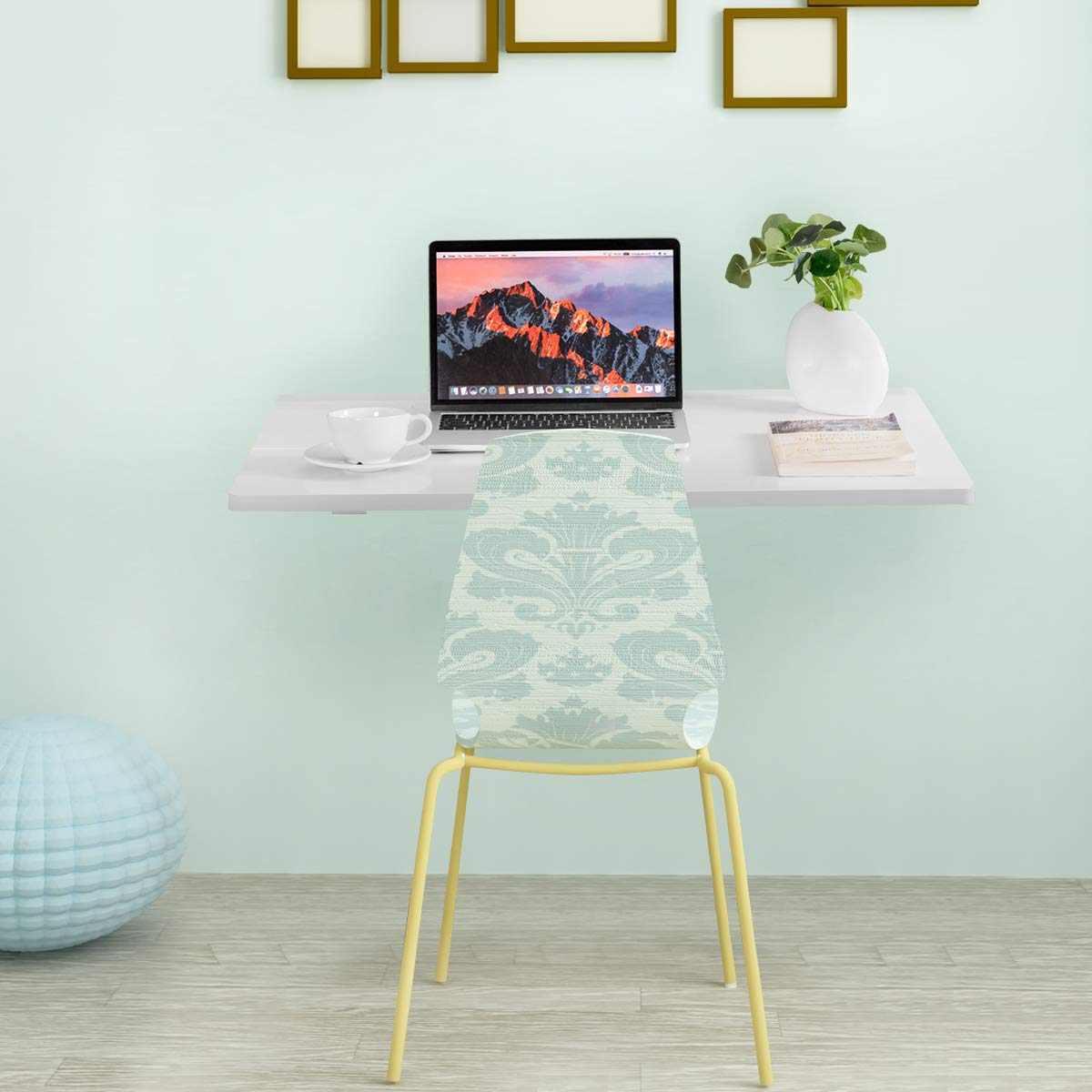 RELAX4LIFE Wandtisch klappbar, platzsparender Esstisch, Schreibtisch für Esszimmer & Studierzimmer, Stabiler Klapptisch Wandmontage, Wandklapptisch aus Holz bis zu 40 kg belastbar, 80 x 60cm (Weiß)