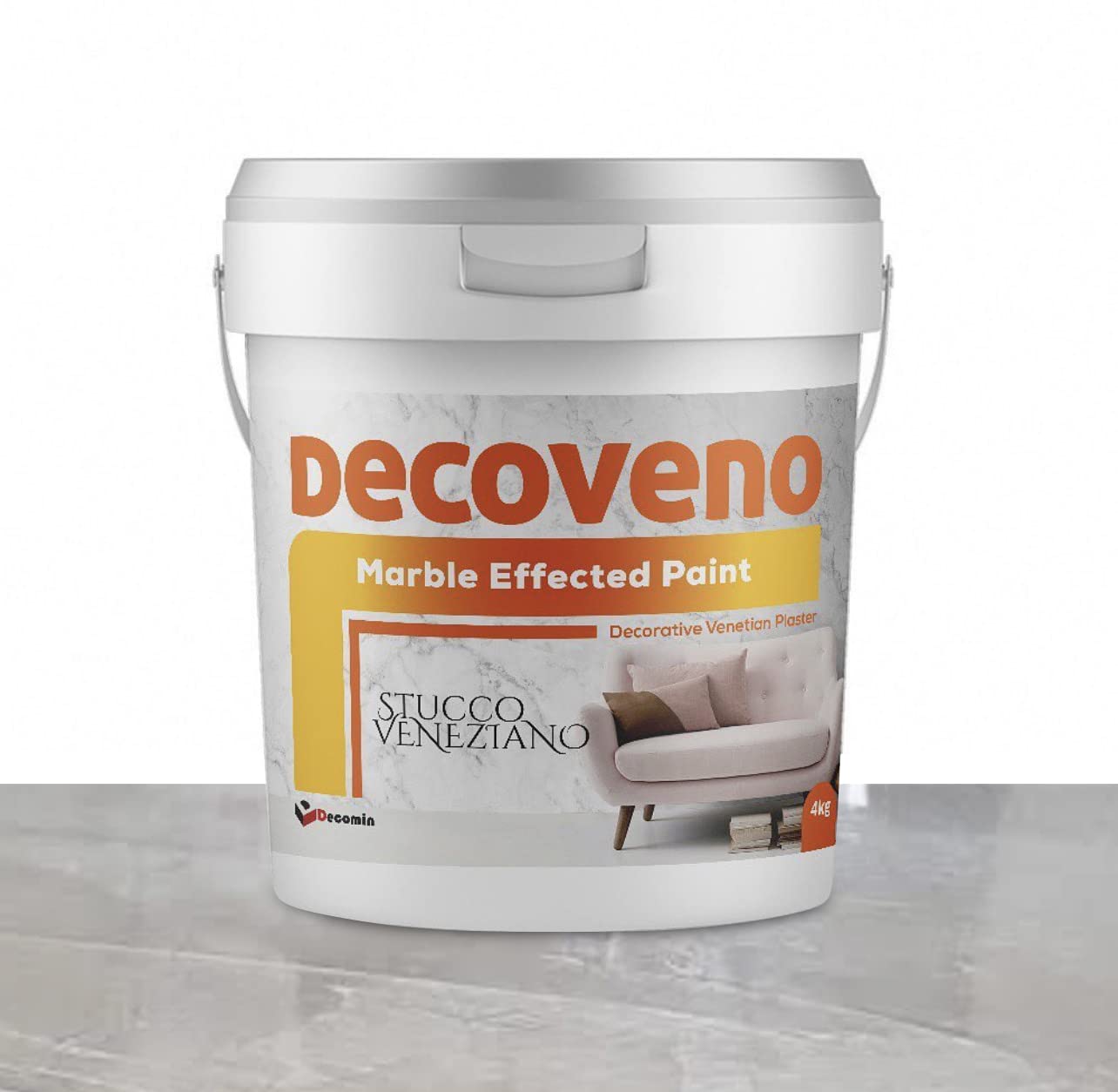 Decomin Light Grey Decoveno Marble Effected Decorative Paint - Big Size - Authentic Venetian Stucco - Water Based Plaster - Shiny Smooth Finish (20 Kg - )