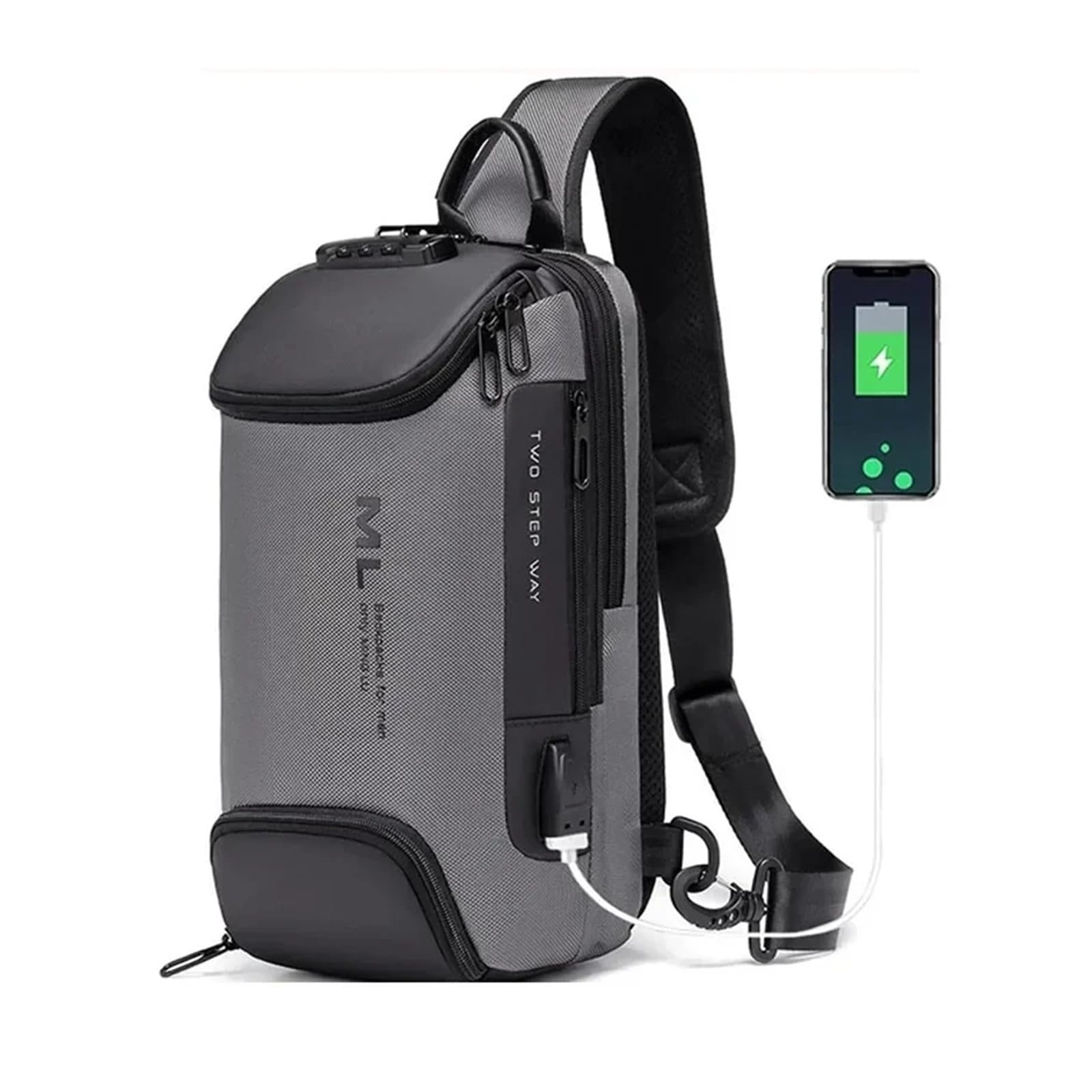 Uomini Moda Antifurto Blocco Multifunzione Borse A Tracolla Ricarica USB Sling Crossbody Viaggio Messenger Borsa Petto Pack Per Maschio